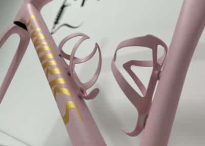 peinture pink sur un vélo s works